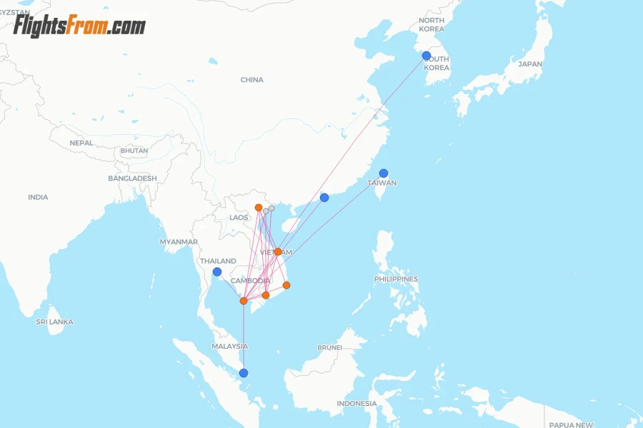 9G Rail routes and airport map - Flightsfrom.com