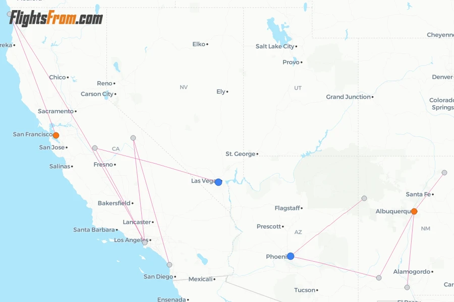 Advanced Air routes and airport map - Flightsfrom.com