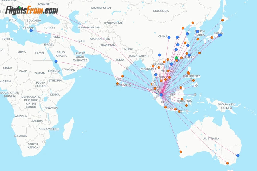Scoot Operating Maps Scoot routes and airport map - Flightsfrom.com