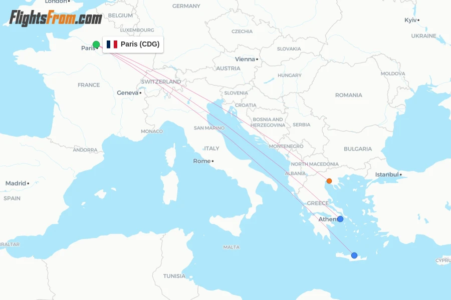 Aegean flights from Paris, CDG - FlightsFrom.com