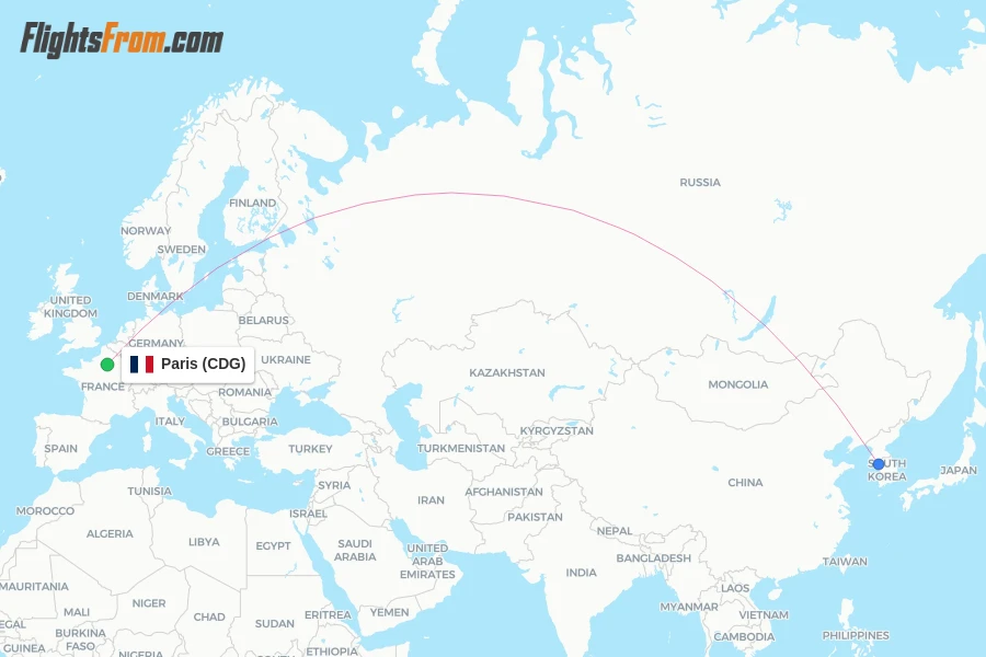 Asiana flights from Paris, CDG - FlightsFrom.com