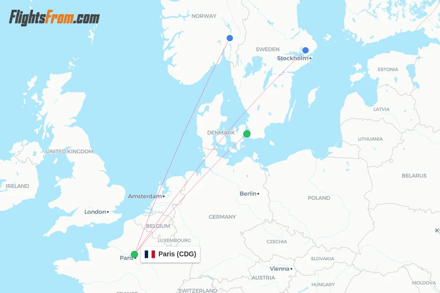 SAS flights from Paris, CDG - FlightsFrom.com