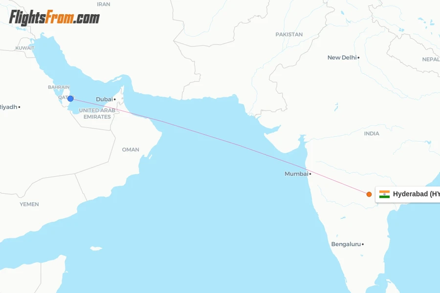 Fly Hyd Qatar Airways flights from Hyderabad, HYD - FlightsFrom.com
