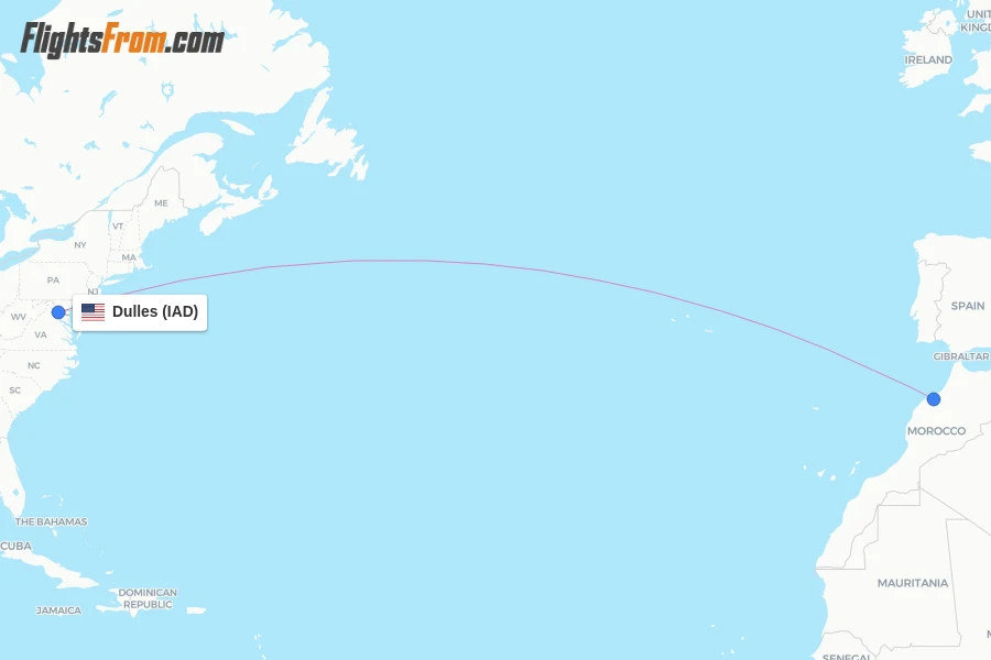 Royal Air Maroc flights from Dulles, IAD - FlightsFrom.com