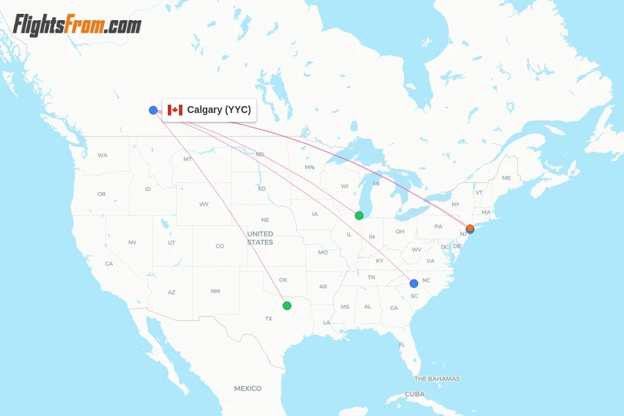 Calgary Flight Map American Airlines flights from Calgary, YYC - FlightsFrom.com