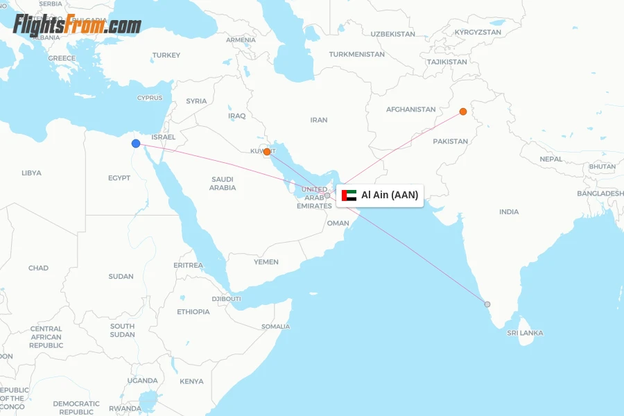 Al Ain flight map