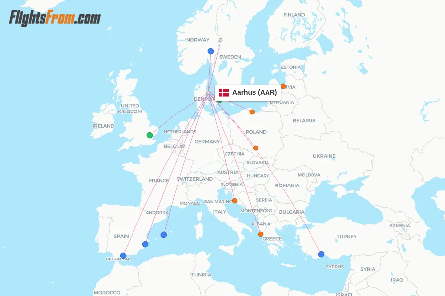 Aarhus flight map