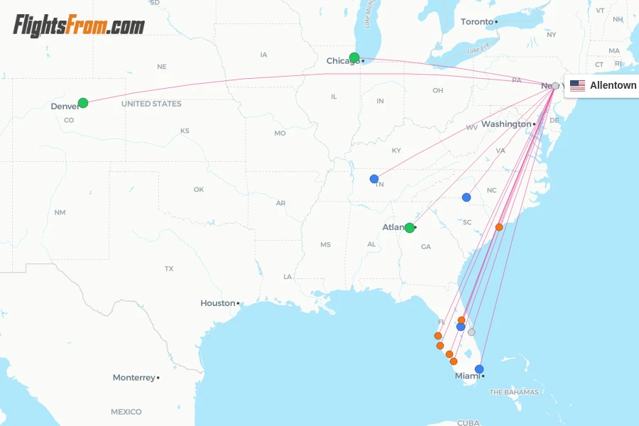 Allentown flight map