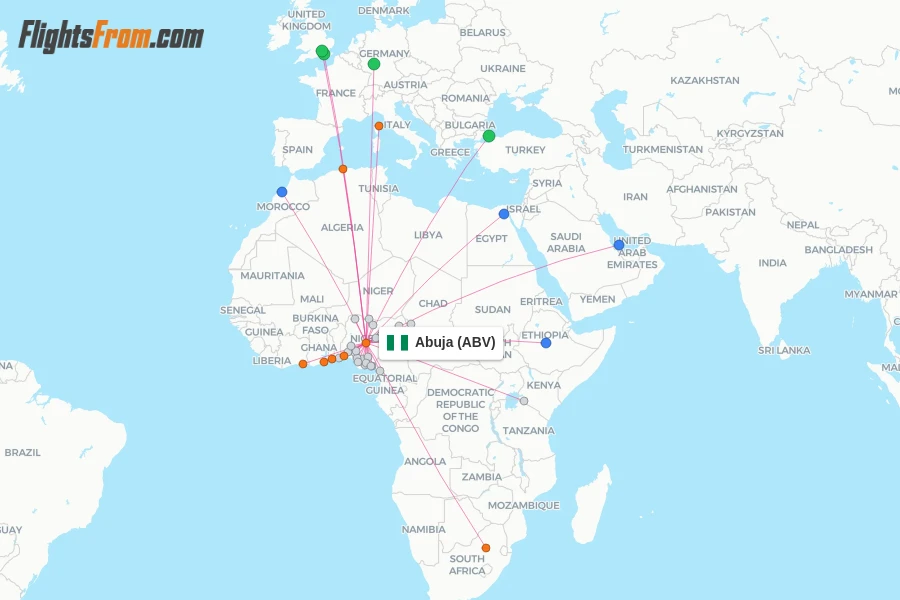 Abuja flight map