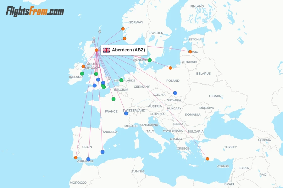Aberdeen flight map