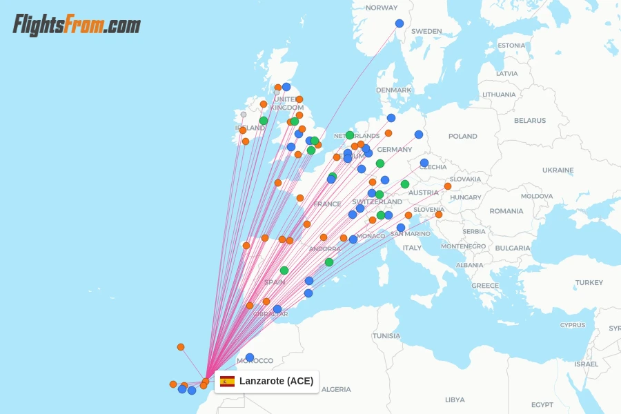 Lanzarote flight map