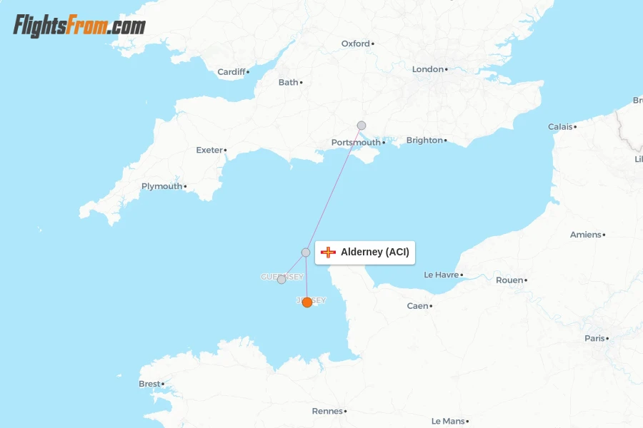 Alderney flight map