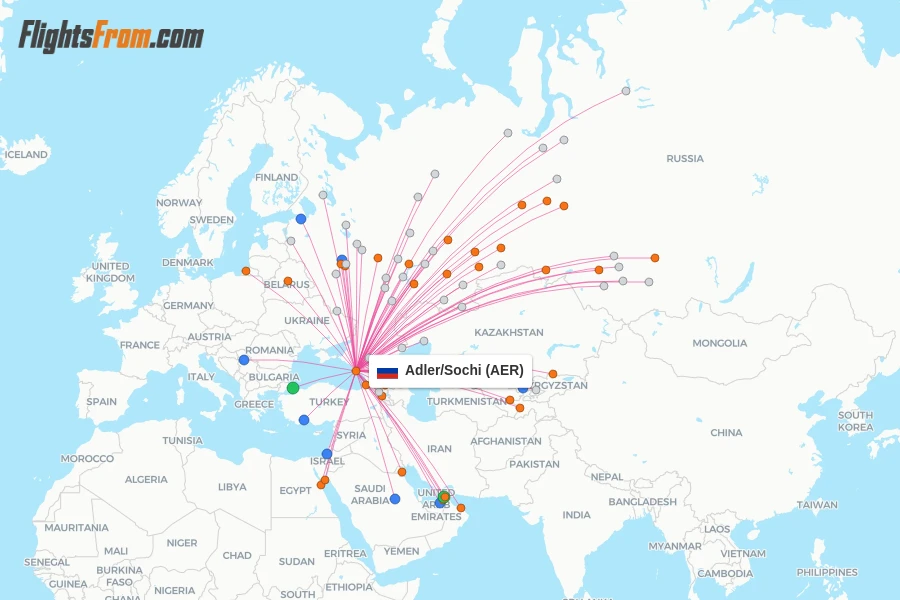 Adler/Sochi flight map