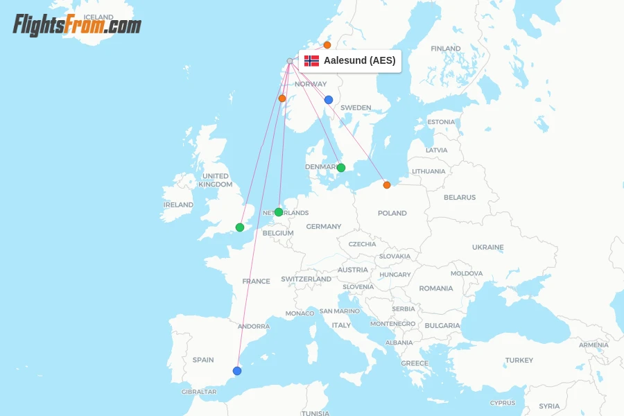 Aalesund flight map