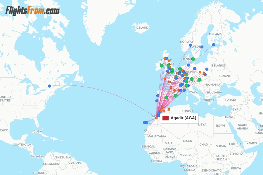 Agadir flight map
