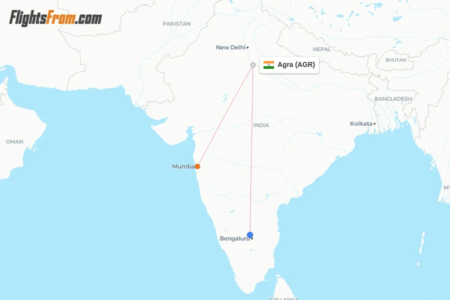 Agra flight map