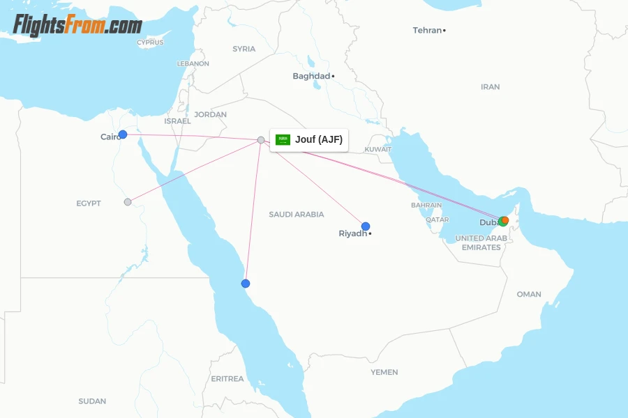 Jouf flight map