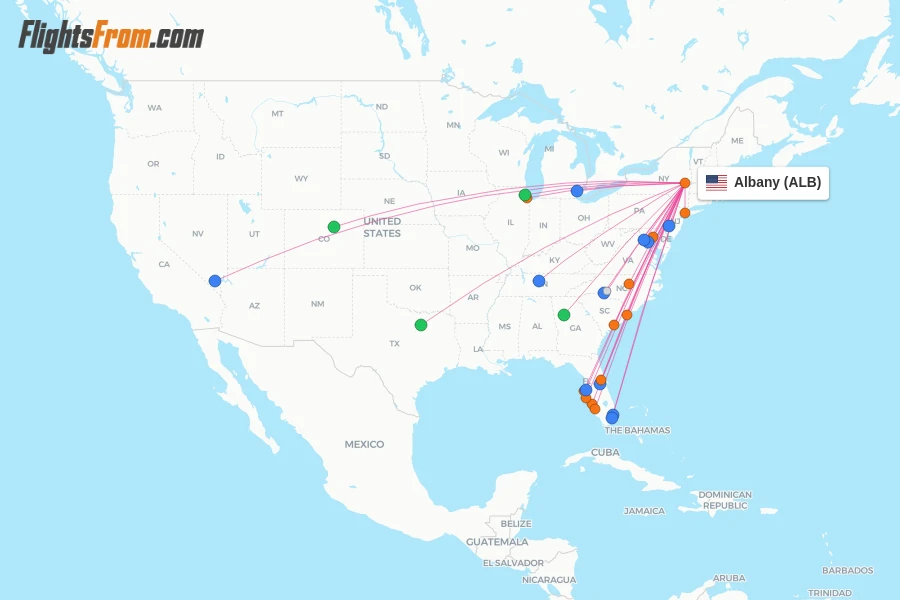 Albany flight map