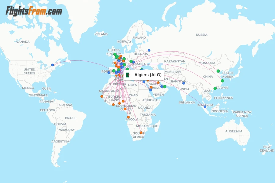 Algiers flight map