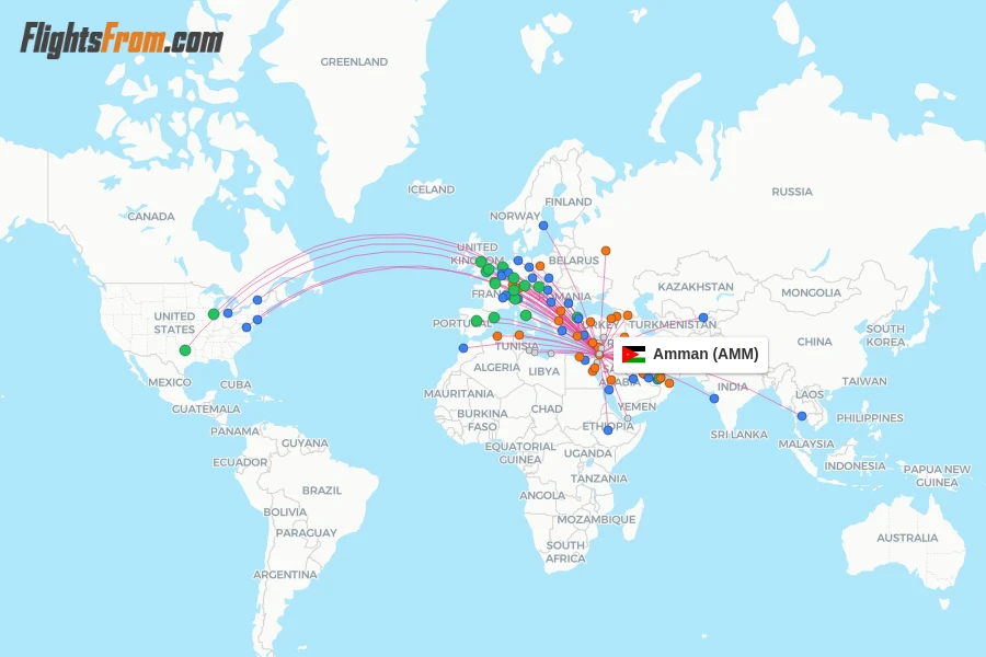 Amman flight map
