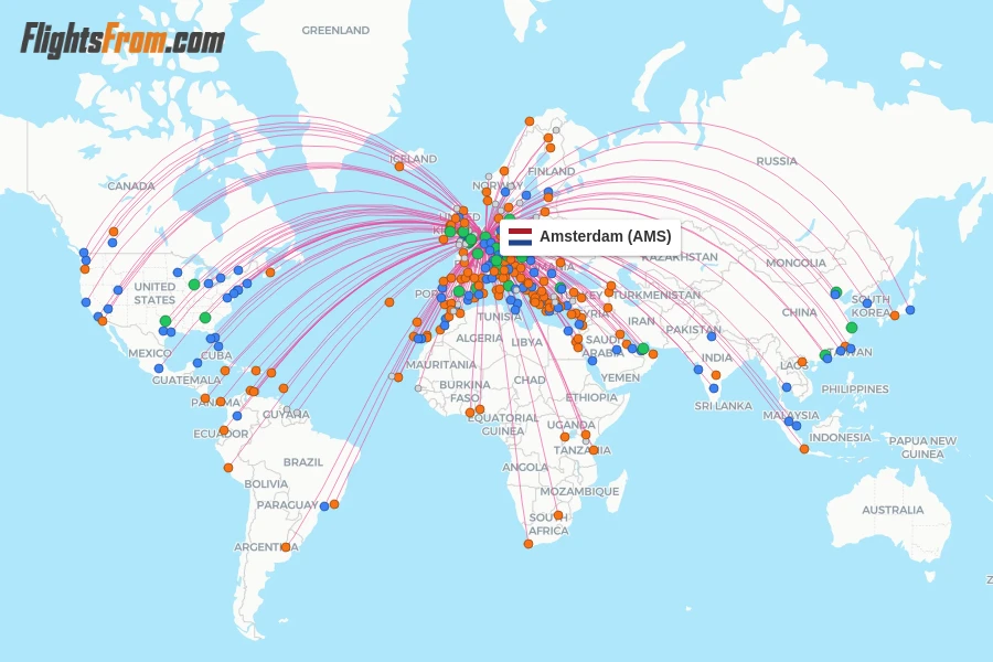 Amsterdam flight map
