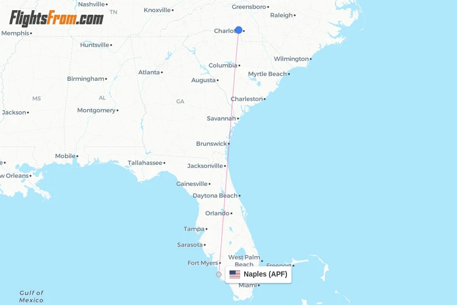 Naples flight map