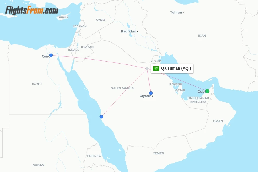 Qaisumah flight map
