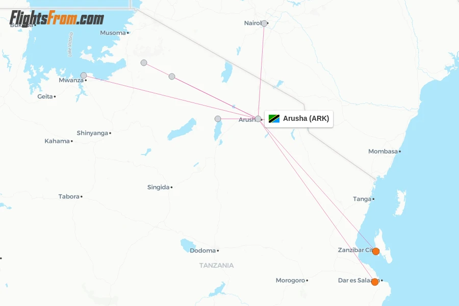Arusha flight map
