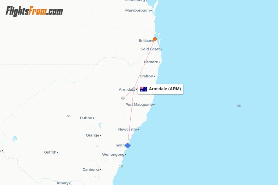 Armidale flight map