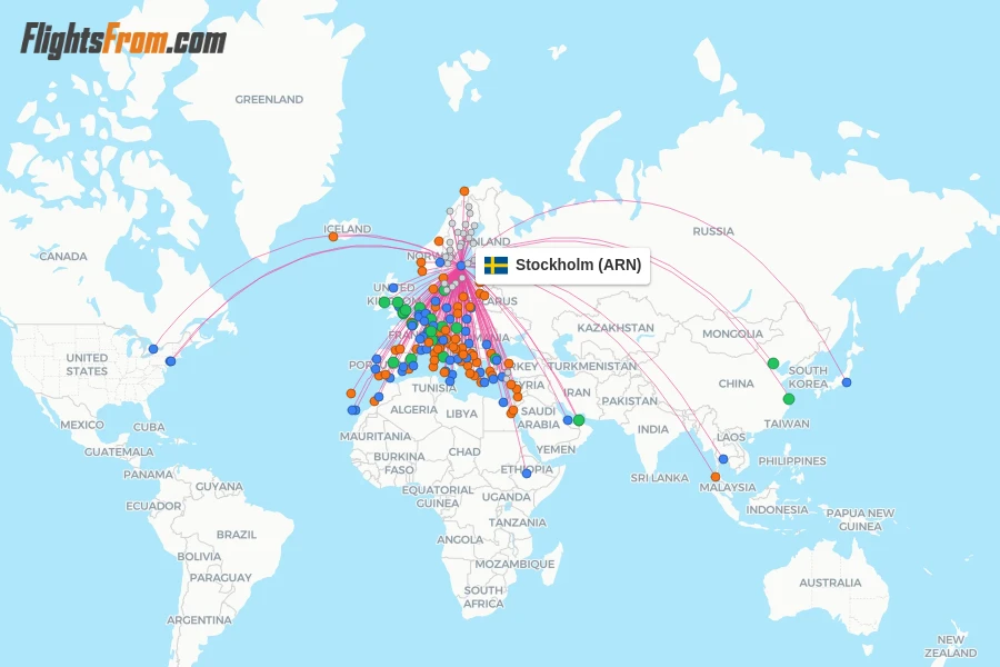 Stockholm flight map