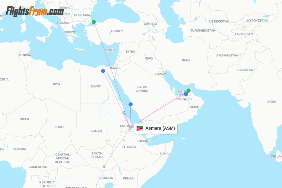Asmara flight map