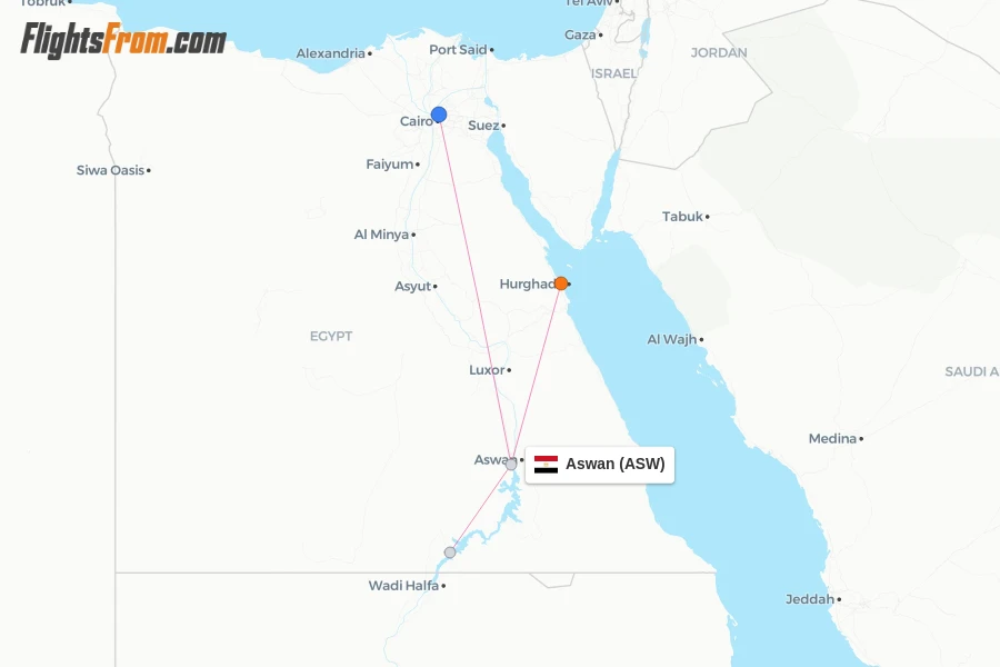 Aswan flight map