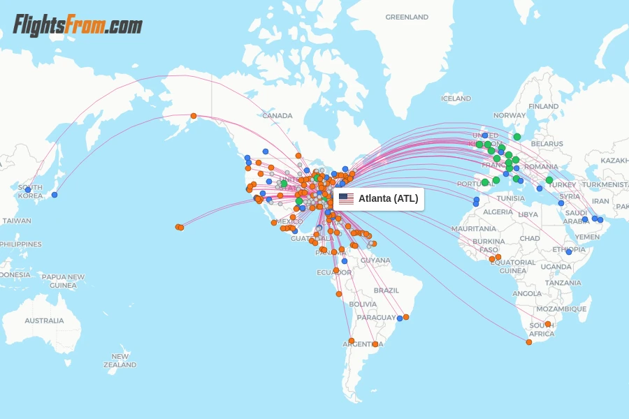 Atlanta flight map