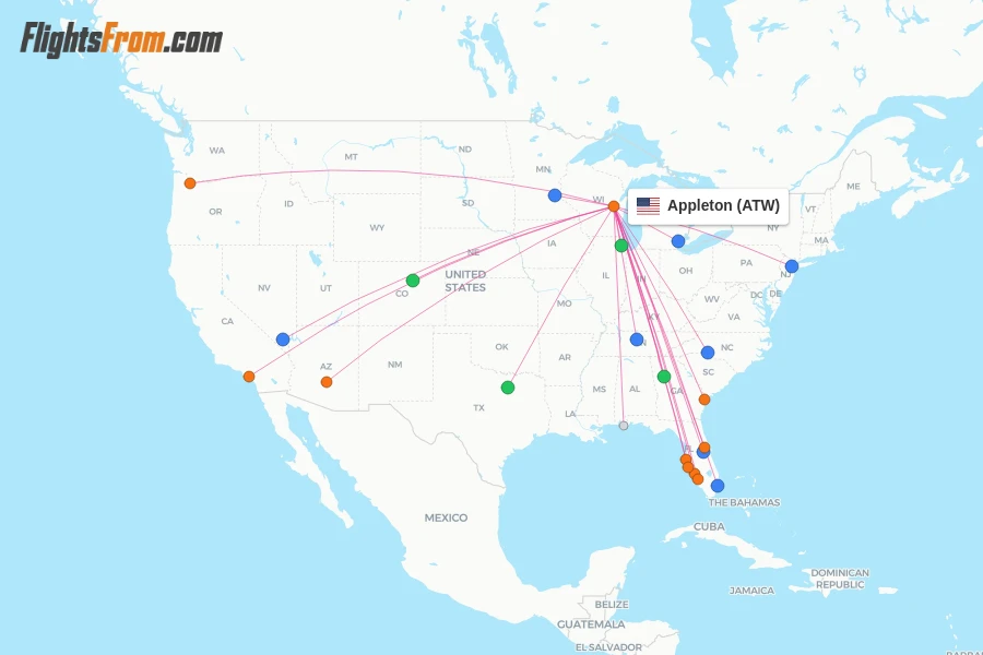 Appleton flight map