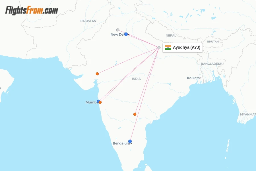 Ayodhya flight map