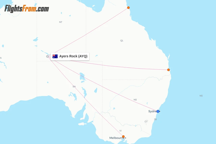 Ayers Rock flight map