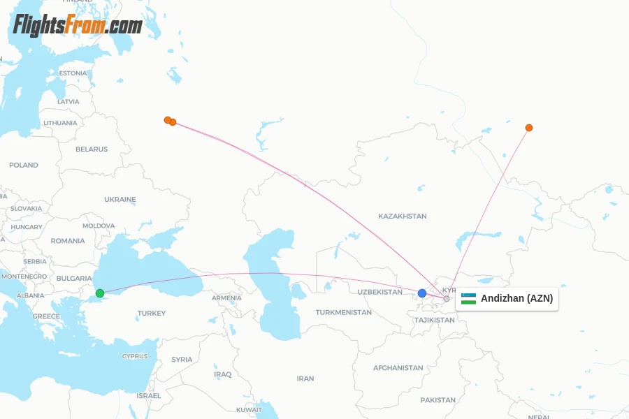 Andizhan flight map
