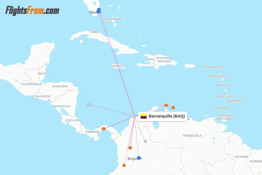 Barranquilla flight map