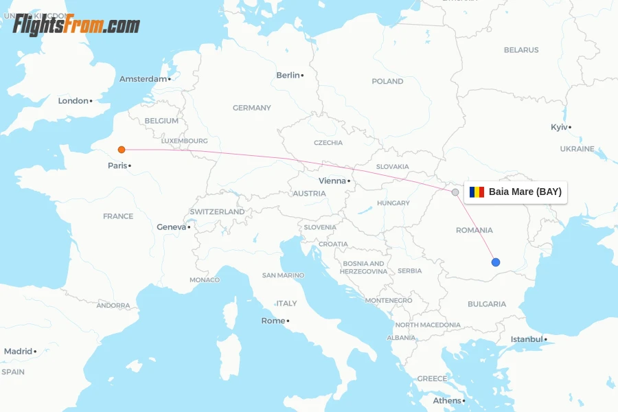 Baia Mare flight map