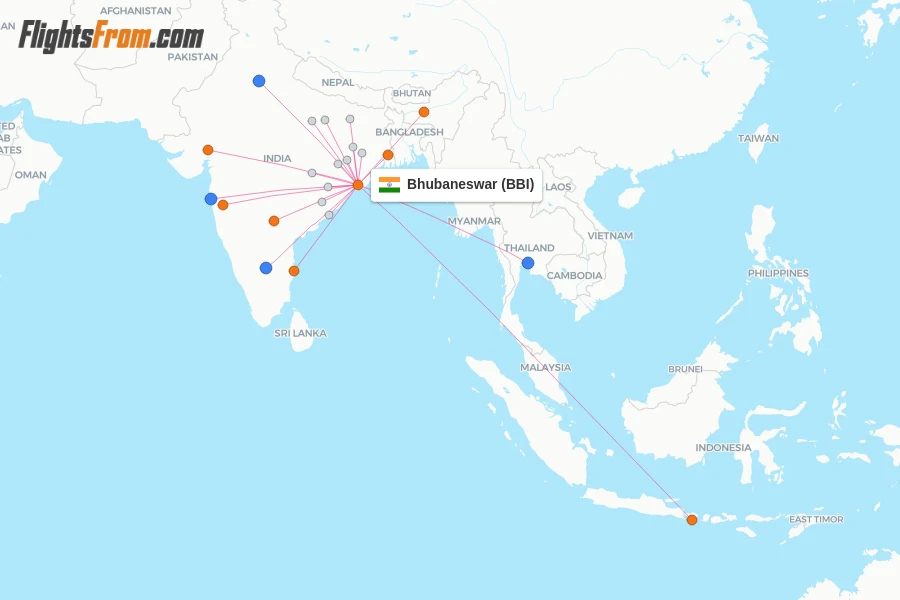 Bhubaneswar flight map
