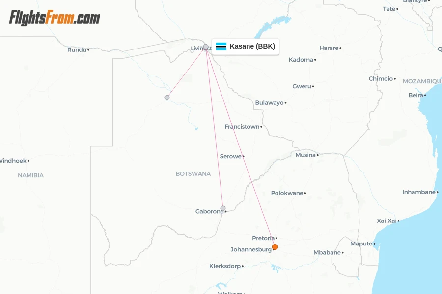 Kasane flight map