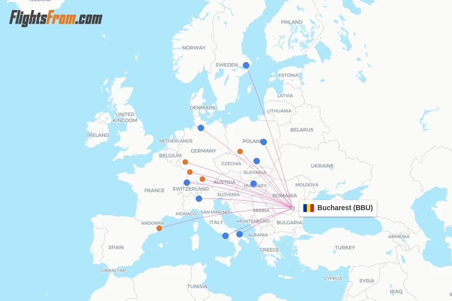 Bucharest flight map