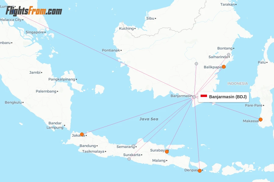 Banjarmasin flight map