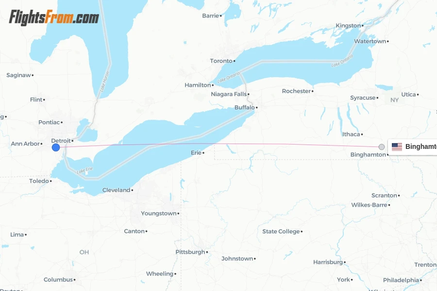 Binghamton flight map