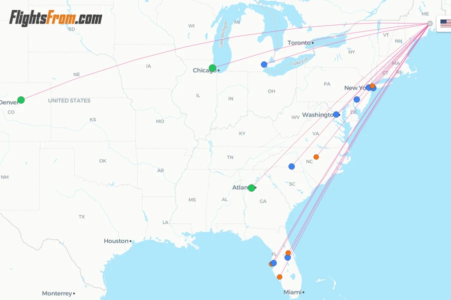 Bangor flight map