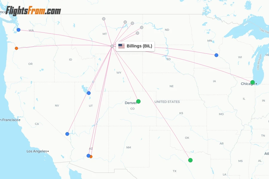 Billings flight map