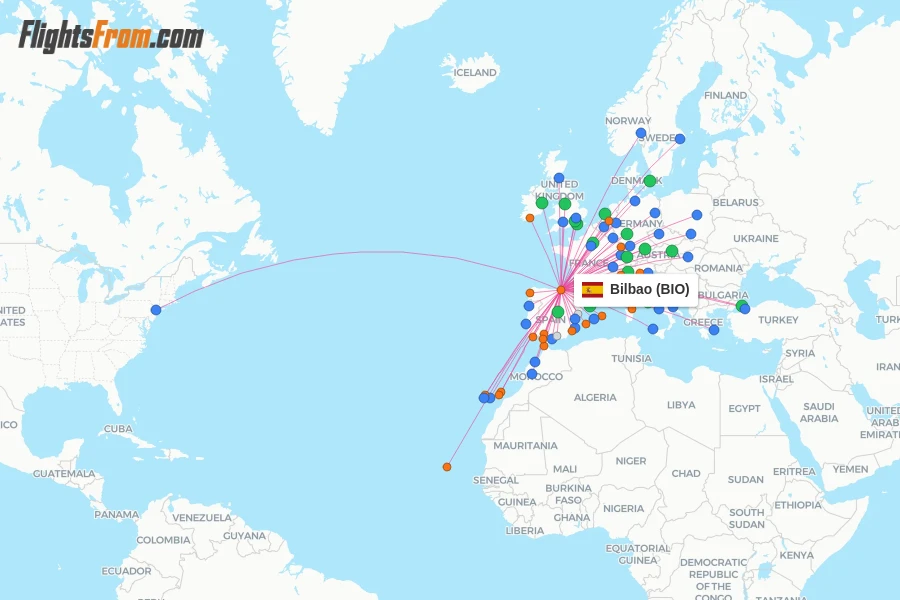 Bilbao flight map