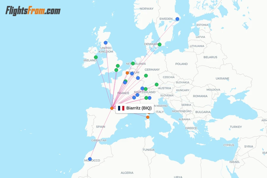 Biarritz flight map