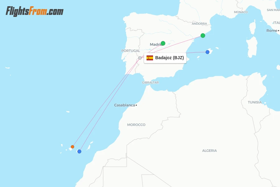 Badajoz flight map