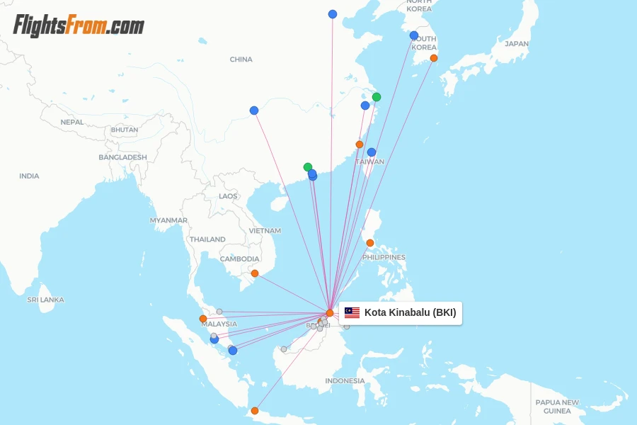 Kota Kinabalu flight map
